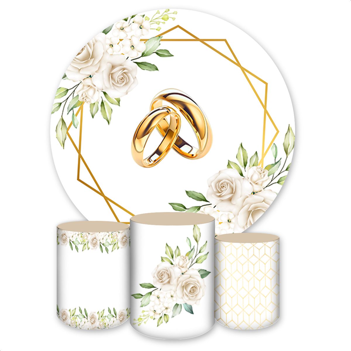Kit 4 peças Full Tema Casamento 1952 - Kit 4 peças Full Tema Casamento 1952 - Painel Festivo
