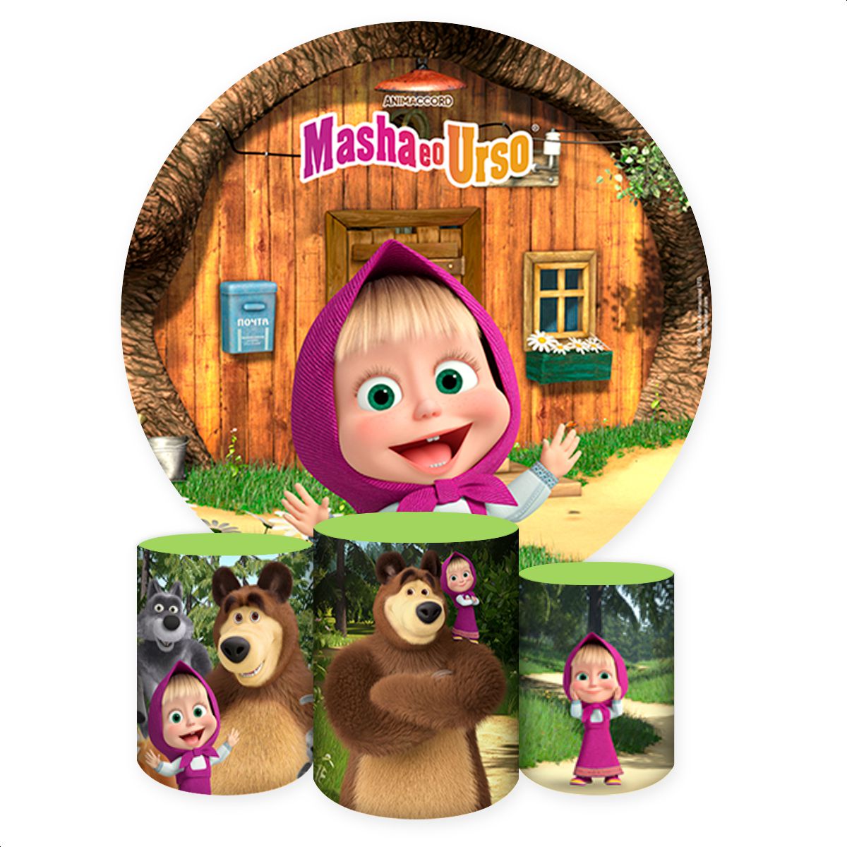 Kit 4 peças Full Tema Masha e o Urso 2205 - Kit 4 peças Full Tema Masha e o Urso 2205 - Painel Festivo