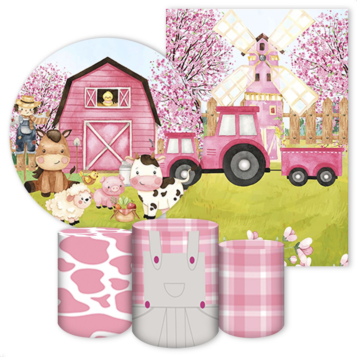 Kit 5 Peças Tema Fazendinha 223 - Kit 5 Peças 223 - Painel Festivo