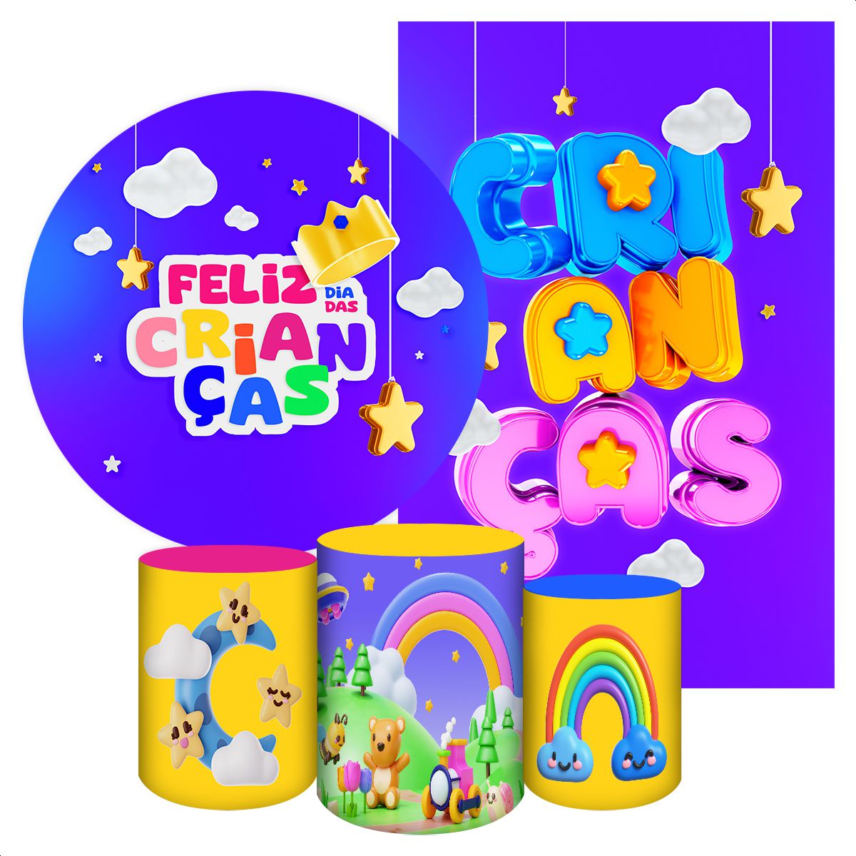 Kit 5 Peças Capa Redonda ... - Painel Festivo