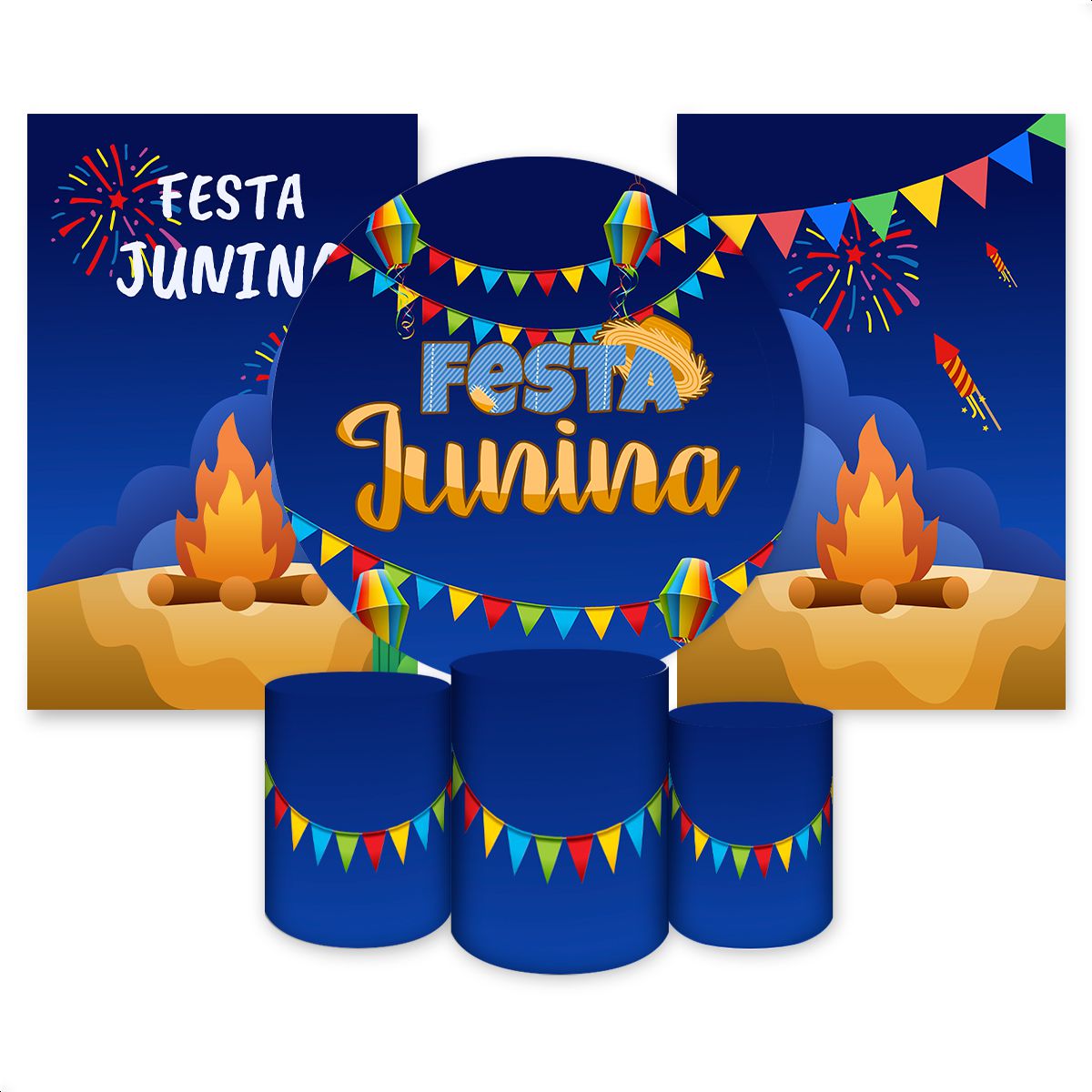 Kit 6 Capas Tema Festa Ju... - Painel Festivo