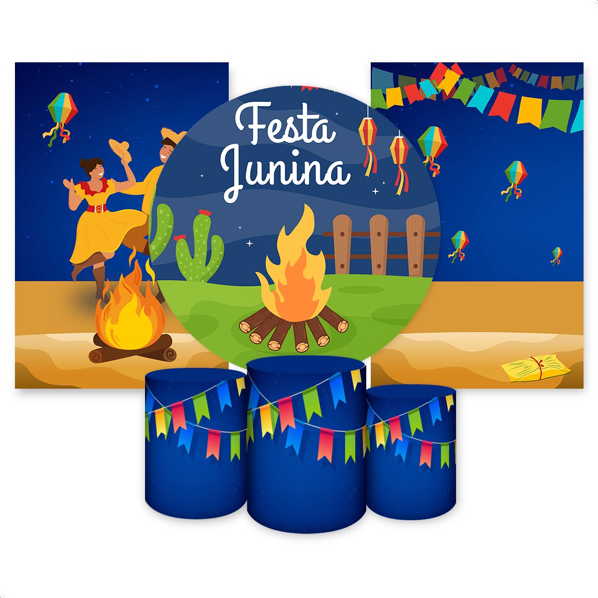 Kit 6 Capas Tema Festa Ju... - Painel Festivo