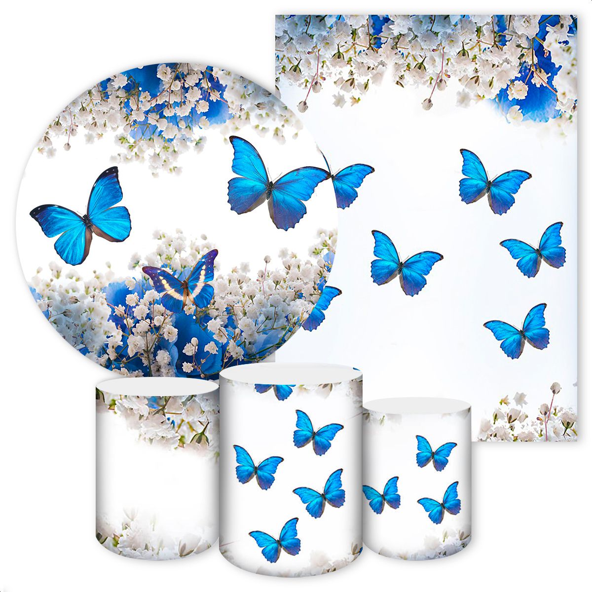 Kit 5 Peças Tema Borboleta 32 - Kit 5 peças 32 - Painel Festivo