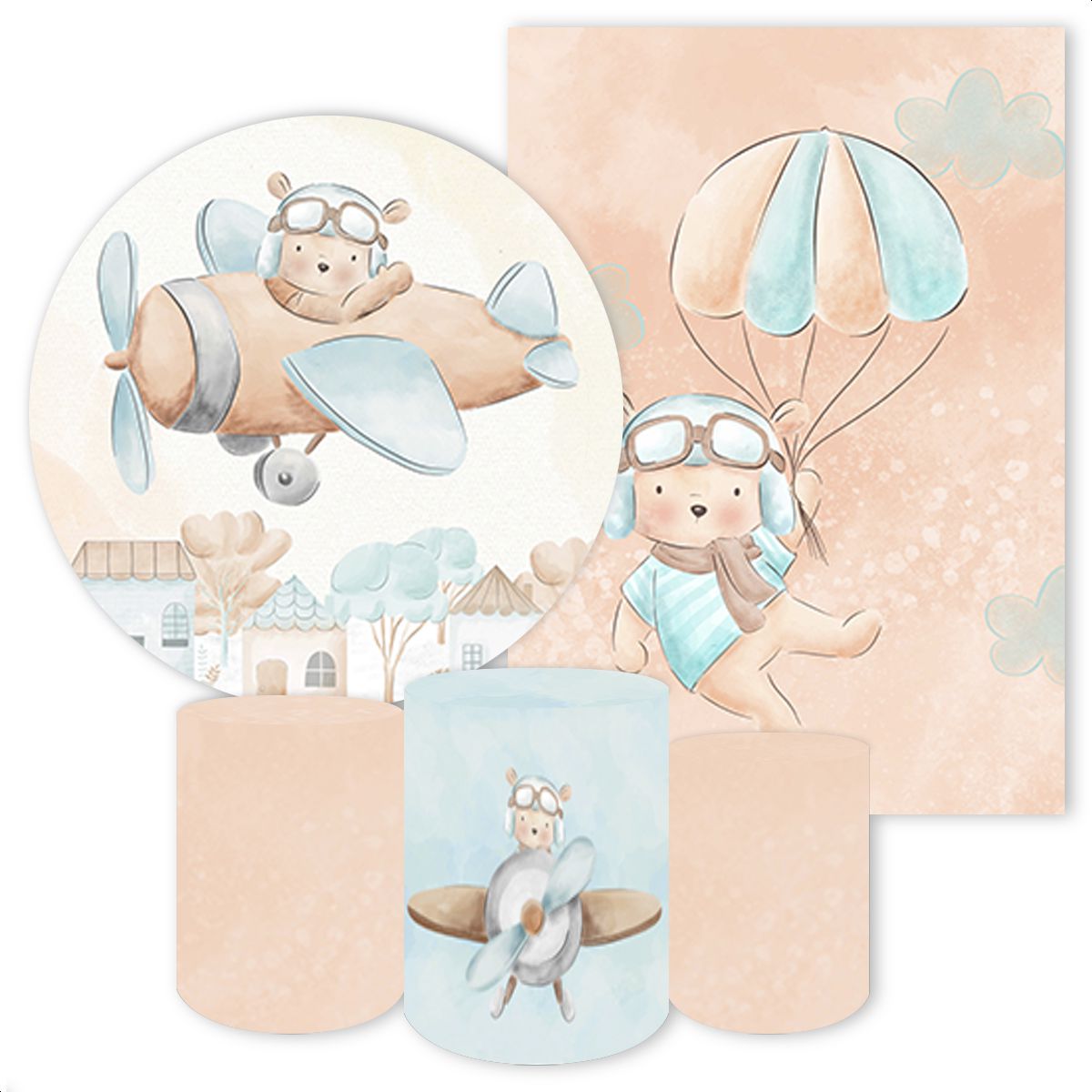 Kit 5 Peças Tema Ursinho 363 - Kit 5 Peças - 363 - Painel Festivo