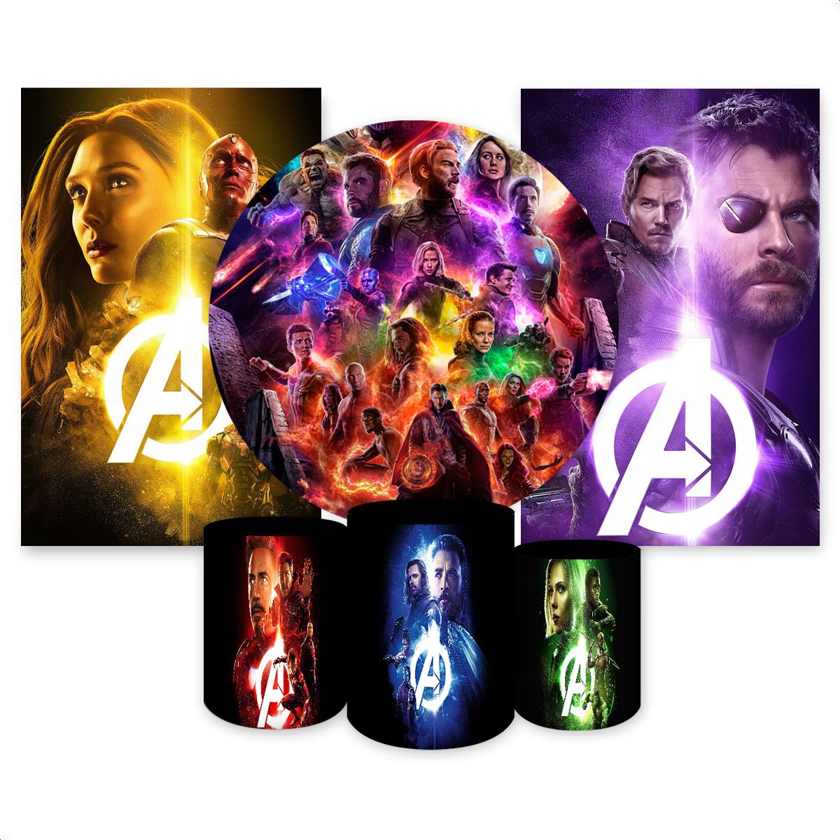 Kit 6 Peças Tema Vingadores 4027 - Kit 6 Peças 4027 - Painel Festivo