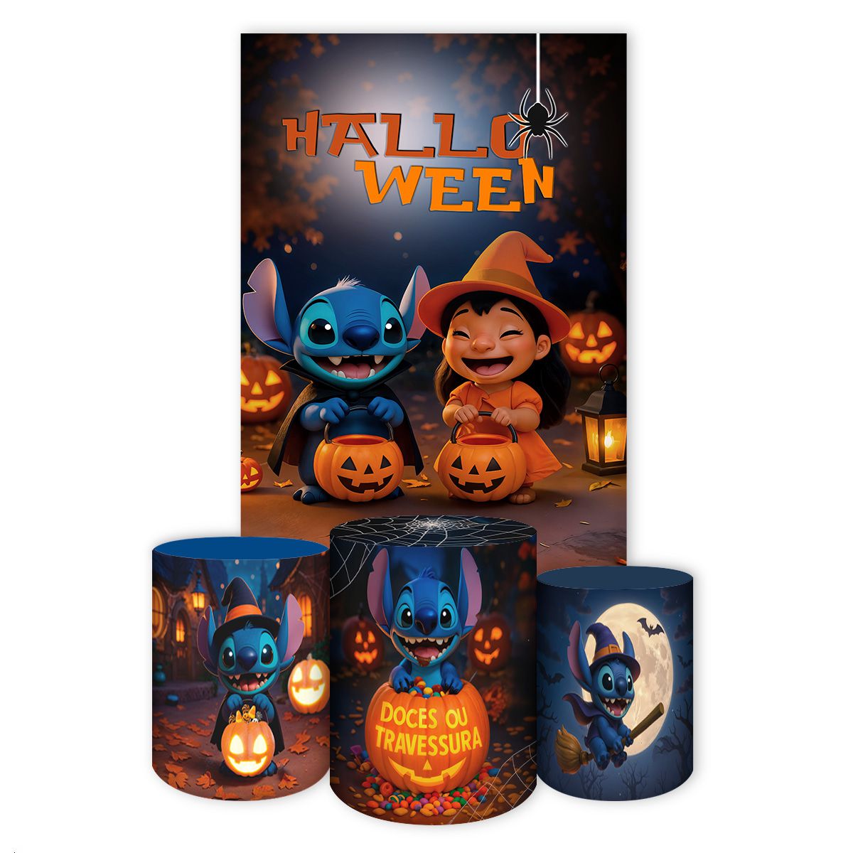 Kit Retangular + Trio de Cilindros Tema Halloween 4239 - Retangular + Trio de Cilindros 4239 - Painel Festivo