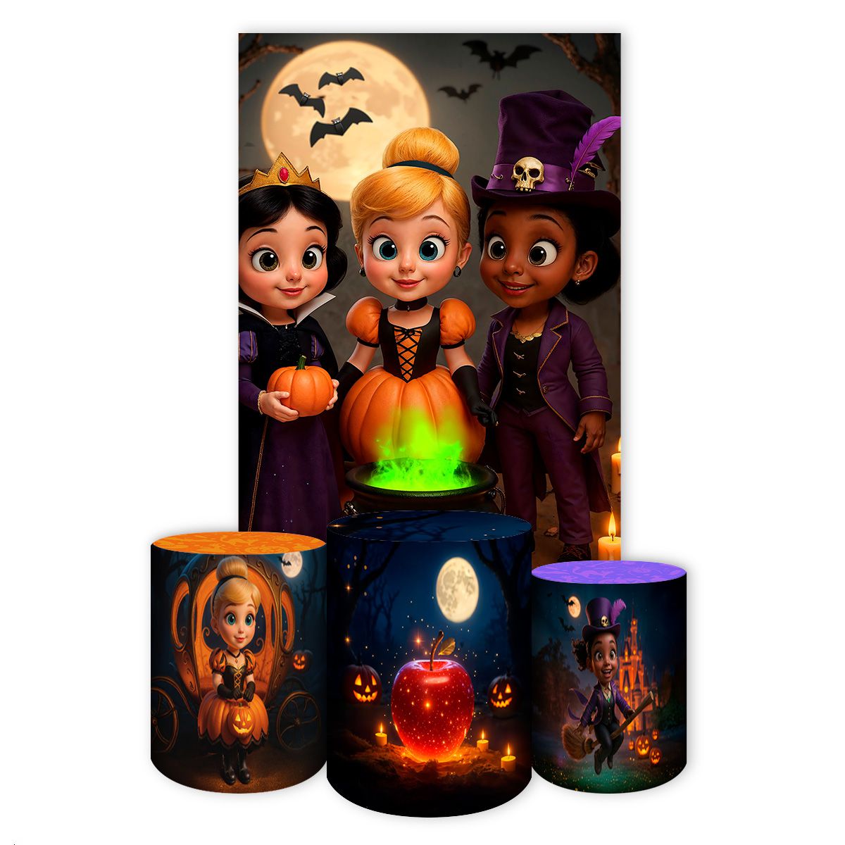 Kit Retangular + Trio de Cilindros Tema Halloween 4240 - Retangular + Trio de Cilindros 4240 - Painel Festivo