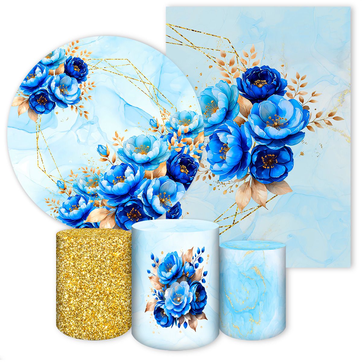 Kit 5 Peças Tema Flores 4306 - Kit 5 Peças 4306 - Painel Festivo