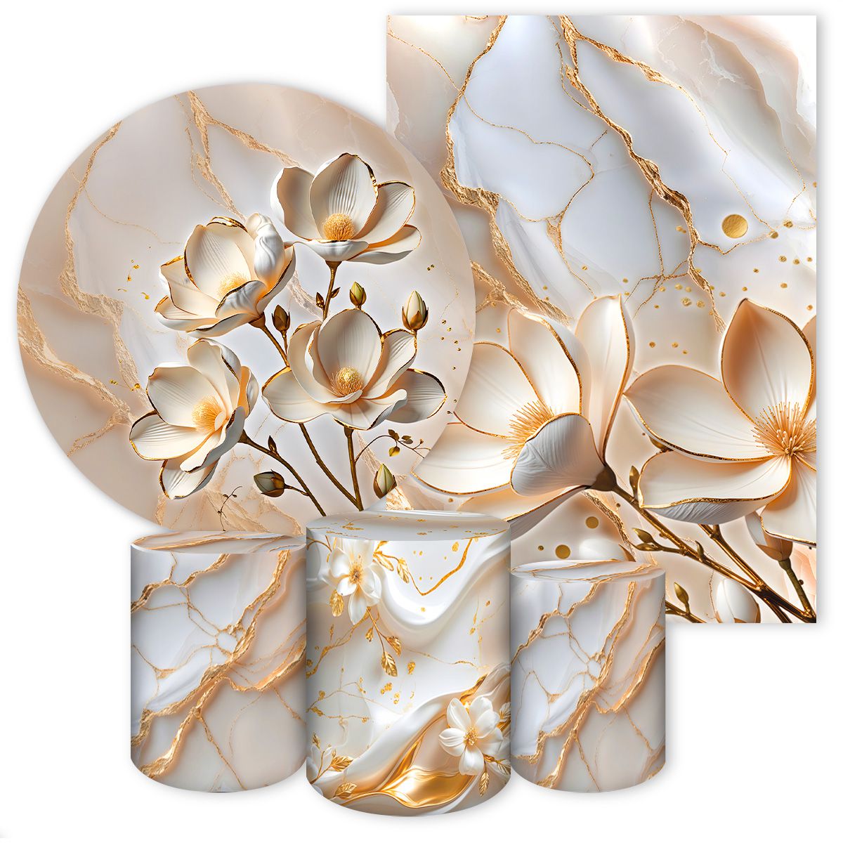 Kit 5 Peças Tema Flores 4307 - Kit 5 Peças 4307 - Painel Festivo