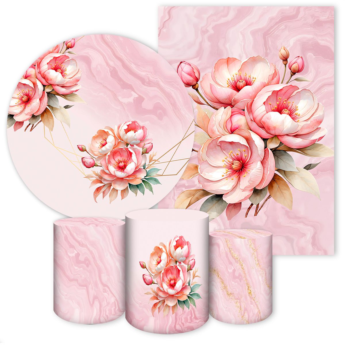 Kit 5 Peças Tema Flores 4310 - Kit 5 Peças 4310 - Painel Festivo