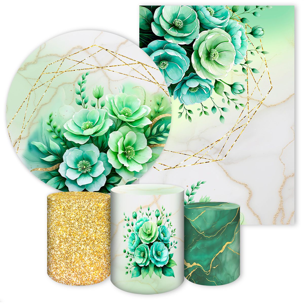 Kit 5 Peças Tema Flores 4312 - Kit 5 Peças 4312 - Painel Festivo