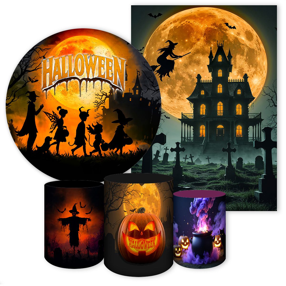 Kit 5 Peças Tema Halloween 4316 - Kit 5 Peças 4316 - Painel Festivo