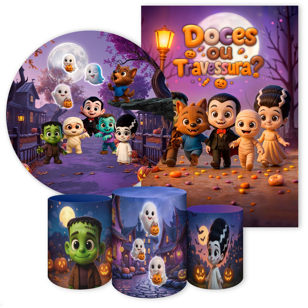 Kit 5 Peças Tema Halloween 4318 - Kit 5 Peças 4318 - Painel Festivo