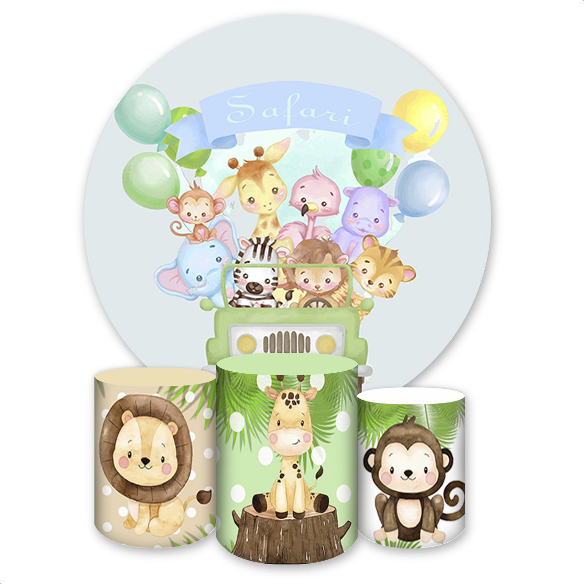 Kit 4 peças Full Tema Safari 574 - Kit 4 peças Full Tema Safari 574 - Painel Festivo