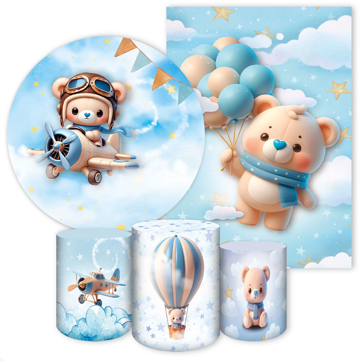 Kit 5 Peças Capa Redonda ... - Painel Festivo