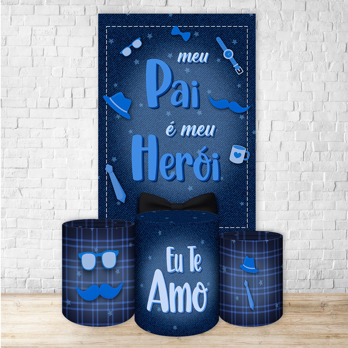 Capa Retangular + Trio Capas Cilindros Tema Dia dos pais 7083 - Capa Retangular + Trio Capas Cilindr... - Painel Festivo