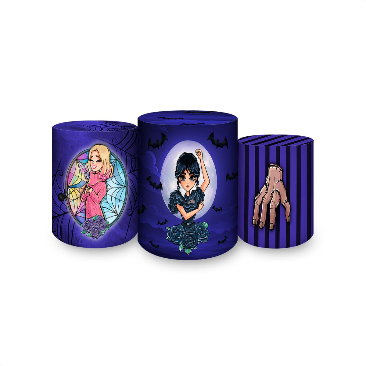 Trio Capas Cilindros Tema Wandinha 7096 - Trio Capas Cilindros 7096 - Painel Festivo