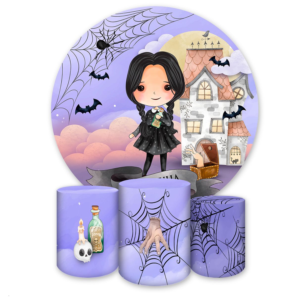 Kit 4 Capas Tema Wandinha 7098 - Kit 4 Capas 7098 - Painel Festivo