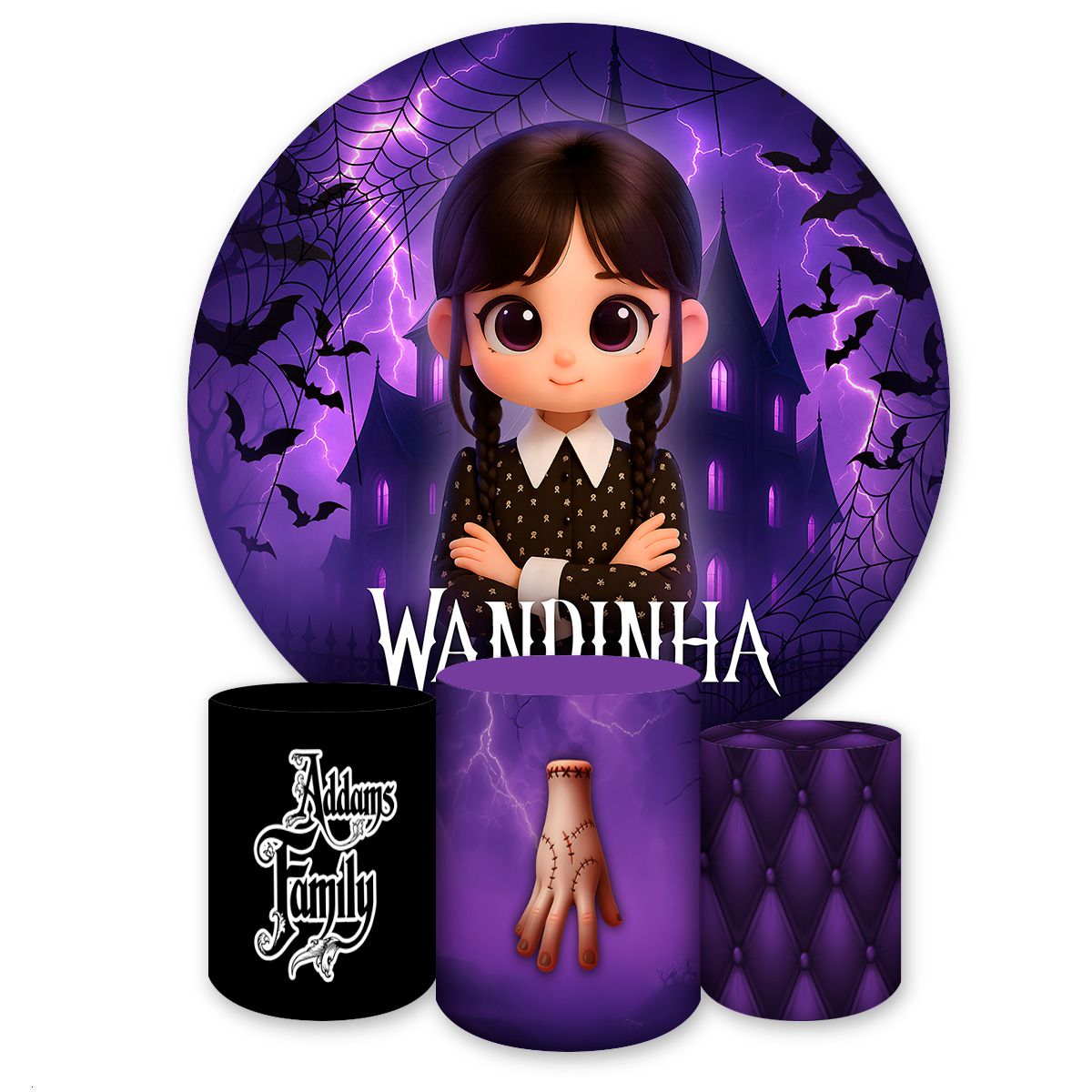 Kit 4 Capas Tema Wandinha 7099 - Kit 4 Capas 7099 - Painel Festivo