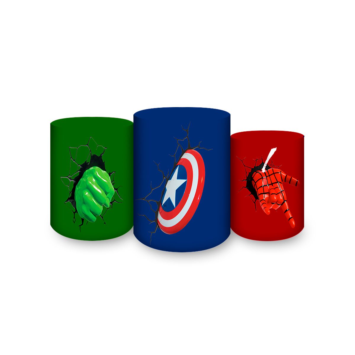 Trio de Cilindros Full Tema Vingadores 72 - Trio de Cilindros Full Tema Vingadores 72 - Painel Festivo