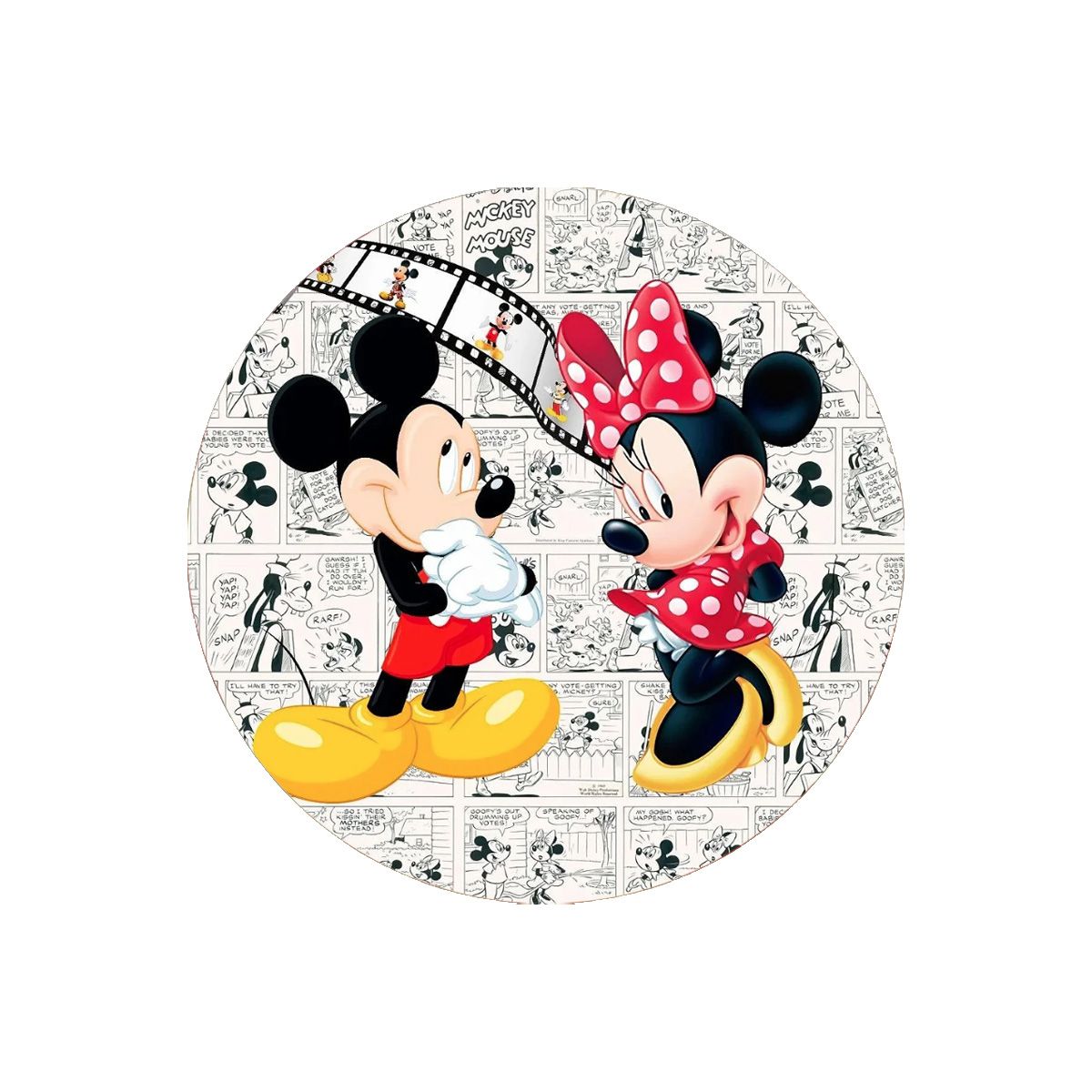 Capa Painel Redondo Sublimados Tema Minnie Mouse 7... - Painel Festivo