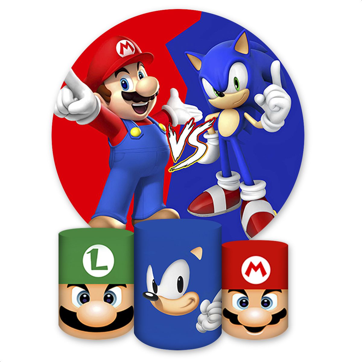 Capa Painel + Trio Capas Cilindros Sublimados Tema Mario Bros 784 - Kit Completo 784 - Painel Festivo