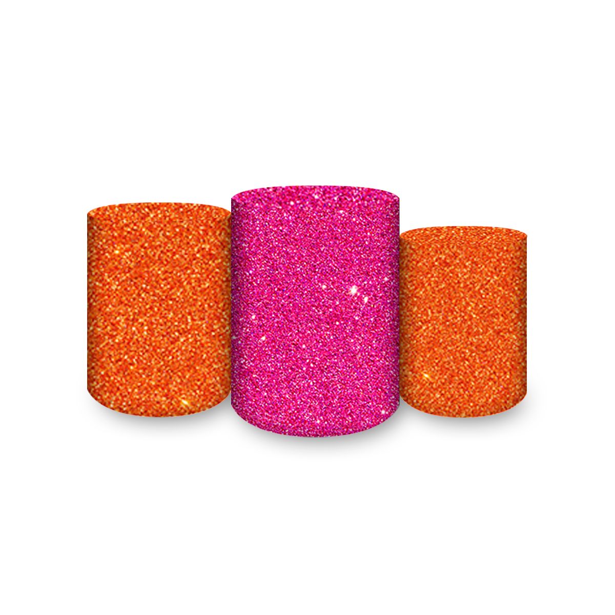 Trio Capas Cilindros Sublimados Glitter Pink / Lar... - Painel Festivo