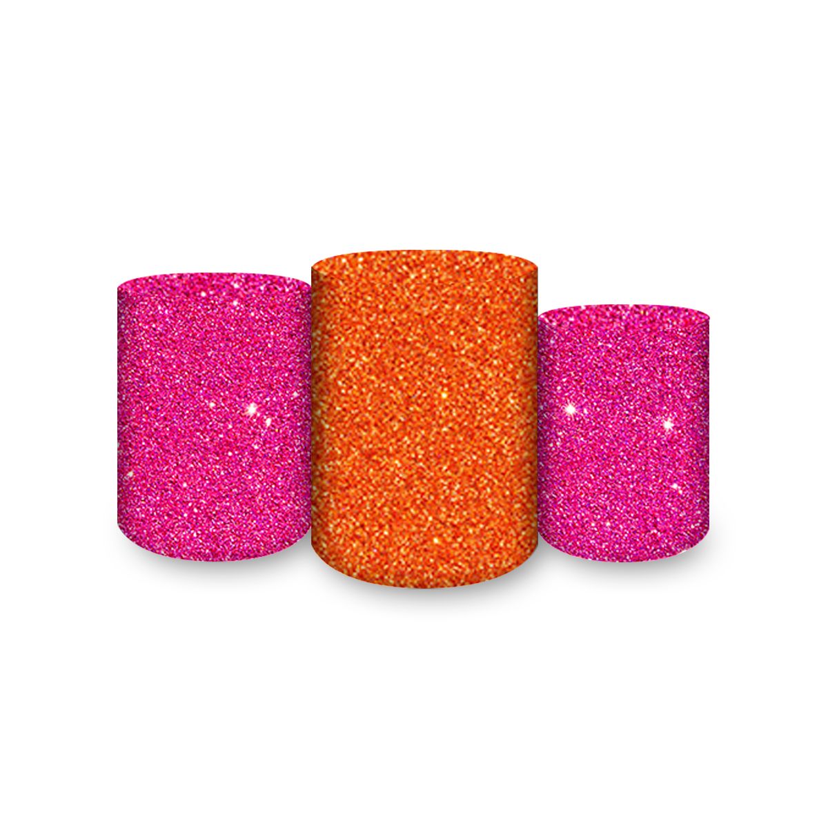 Trio Capas Cilindros Sublimados Glitter Pink / Lar... - Painel Festivo