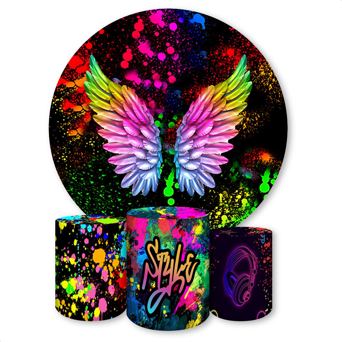 Kit 4 peças Full Tema Neo... - Painel Festivo