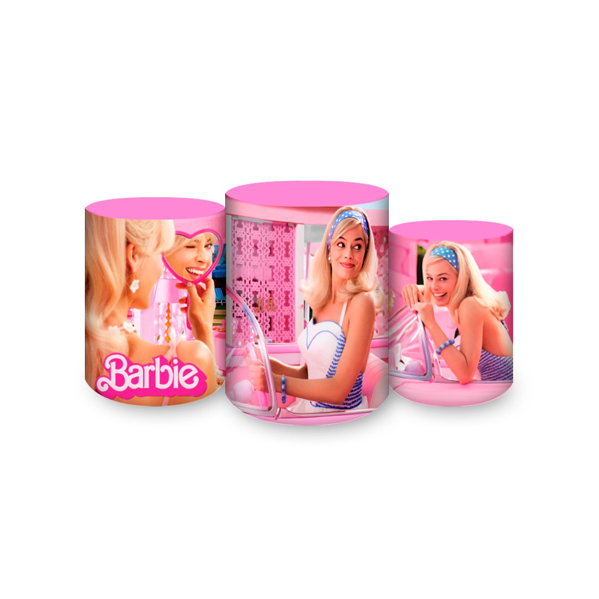 Trio Capas Cilindros Sublimados Tema Barbie 2058 -... - Painel Festivo