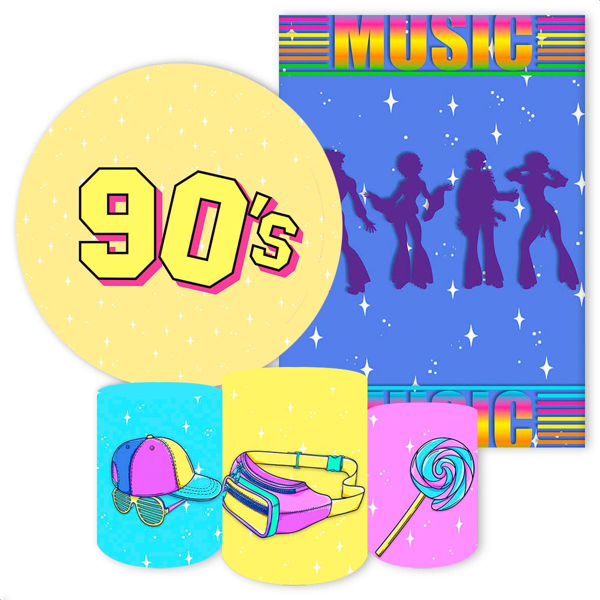 KIT 5 CAPAS ANO 80 E RETRO E MUSICA - 68 - KIT 5 CAPAS 68 - Painel Festivo