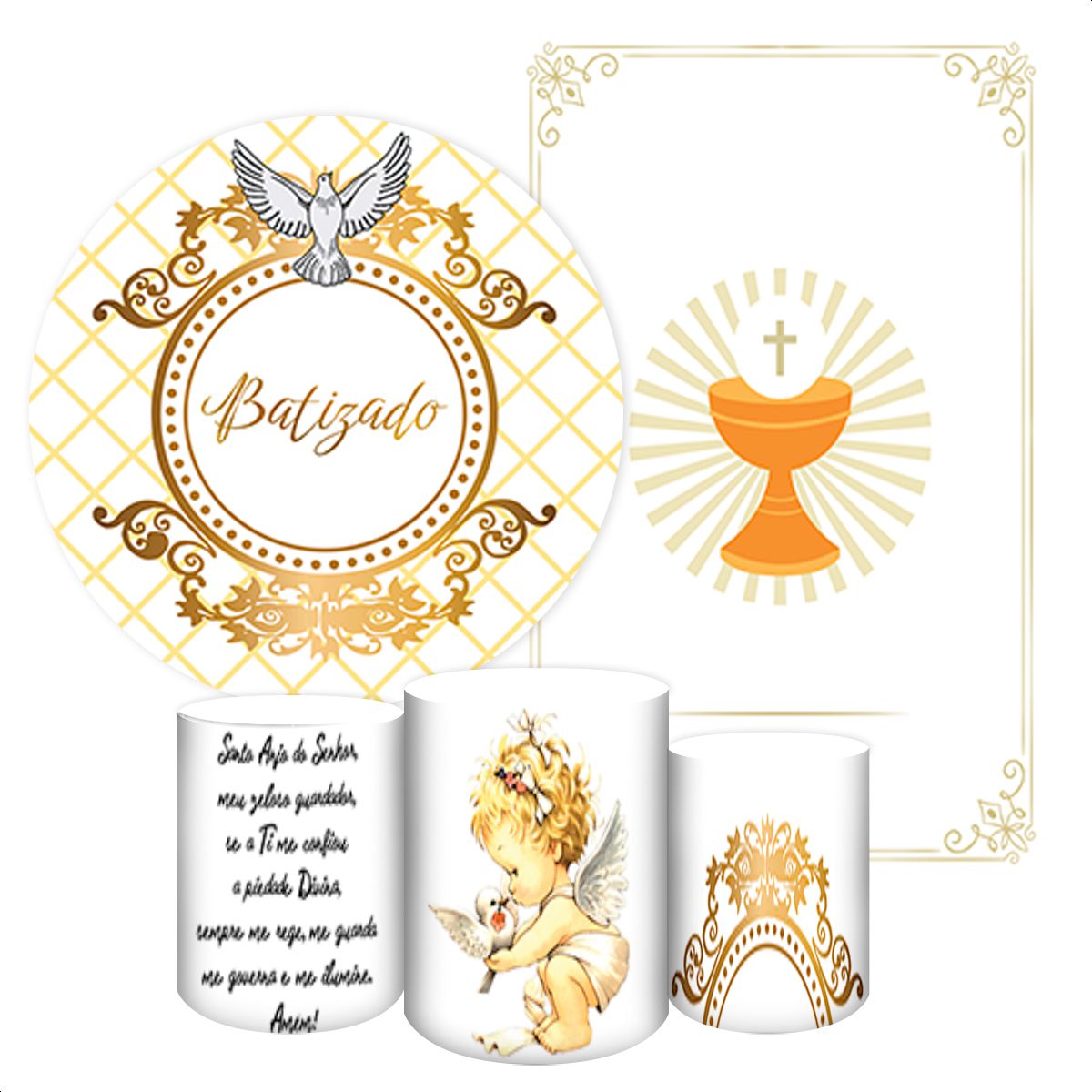 KIT 5 CAPAS BATIZADO e CRISMA - 1691 - KIT 5 CAPAS 1691 - Painel Festivo