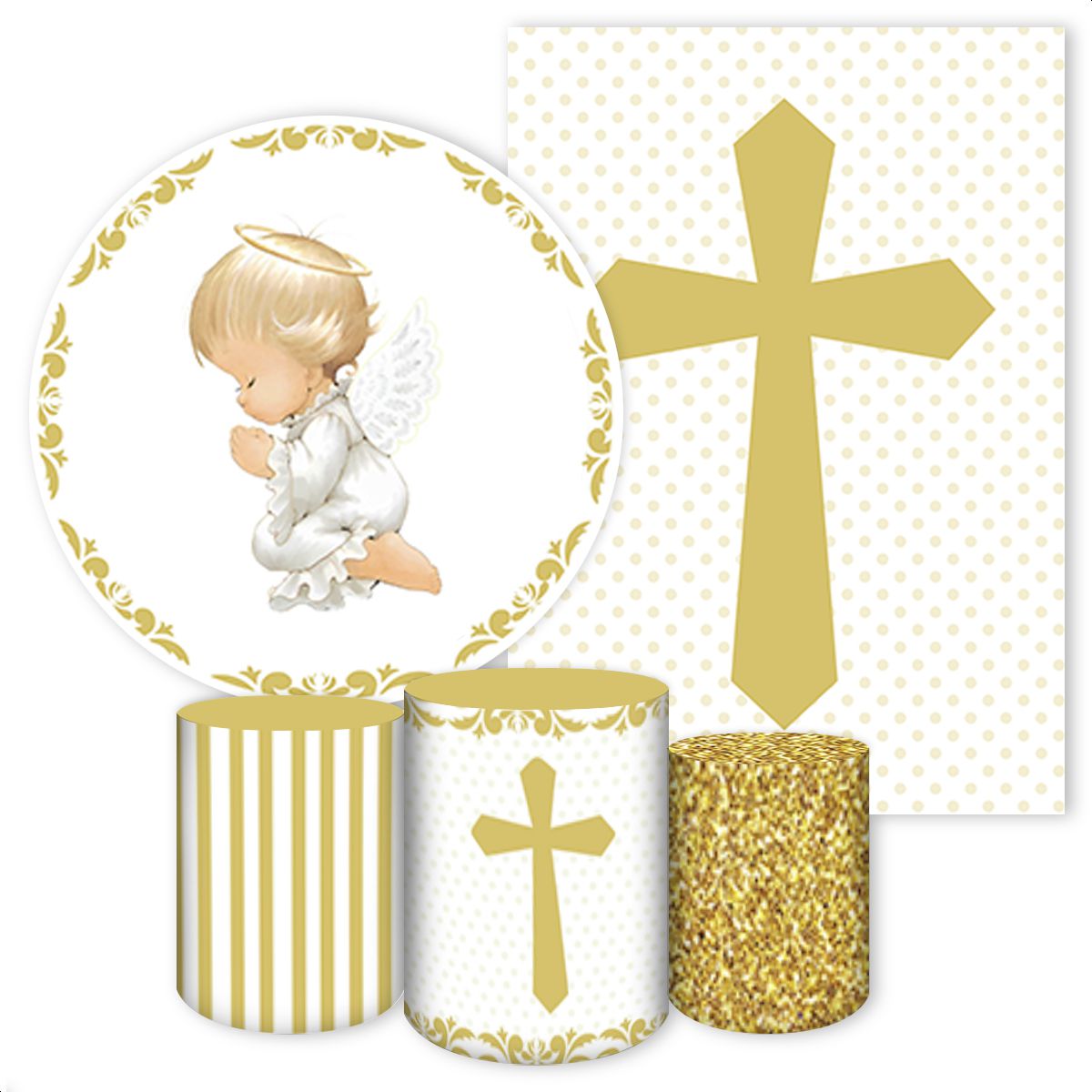 KIT 5 CAPAS BATIZADO e CRISMA - 1693 - KIT 5 CAPAS 1693 - Painel Festivo