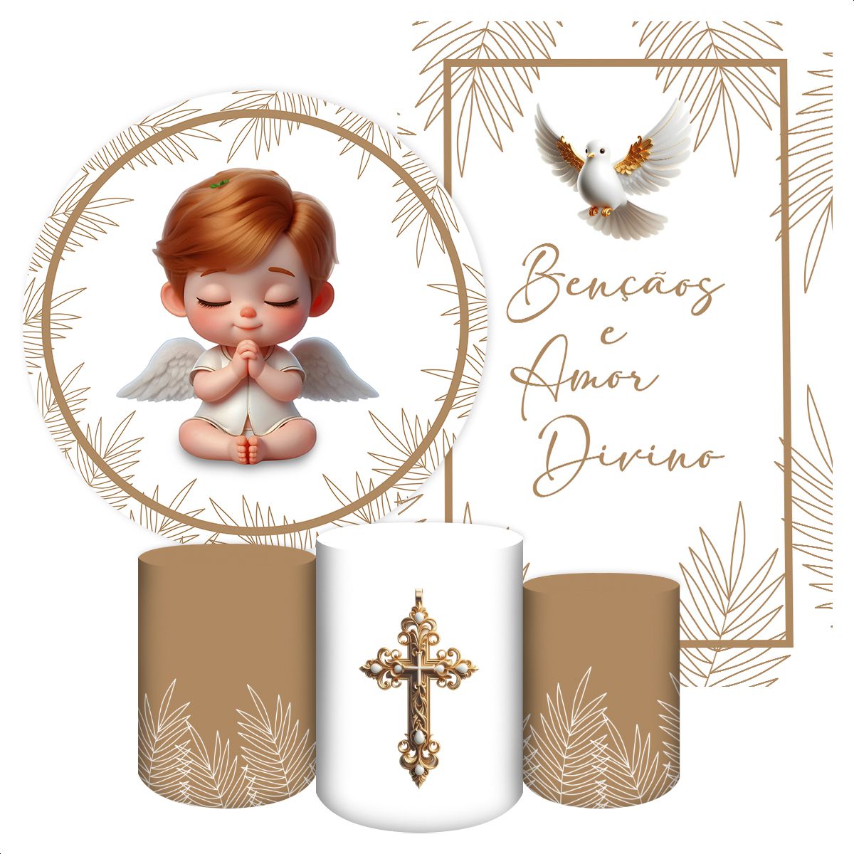 KIT 5 CAPAS BATIZADO e CRISMA - 5181 - KIT 5 CAPAS 5181 - Painel Festivo