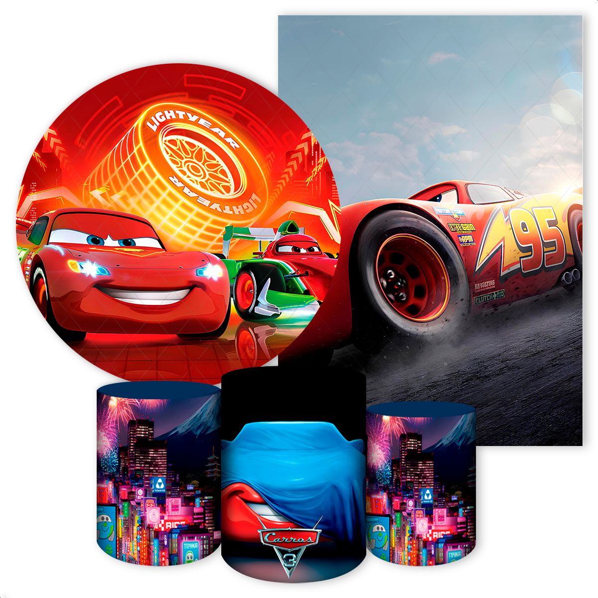 KIT 5 CAPAS CARROS - 2624 - KIT 5 CAPAS 2624 - Painel Festivo