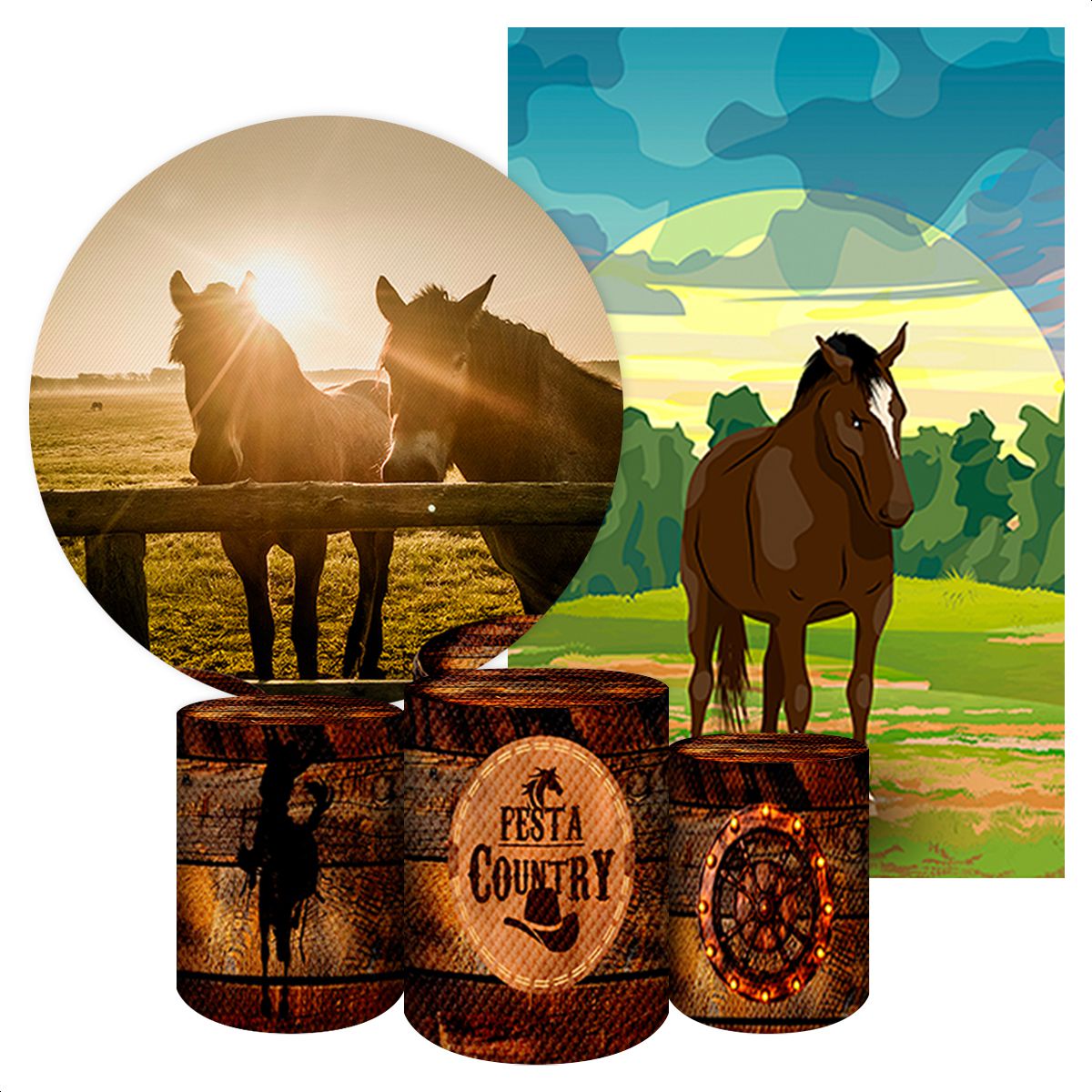 KIT 5 CAPAS CAVALO e COUNTRY - 453 - KIT 5 CAPAS 453 - Painel Festivo