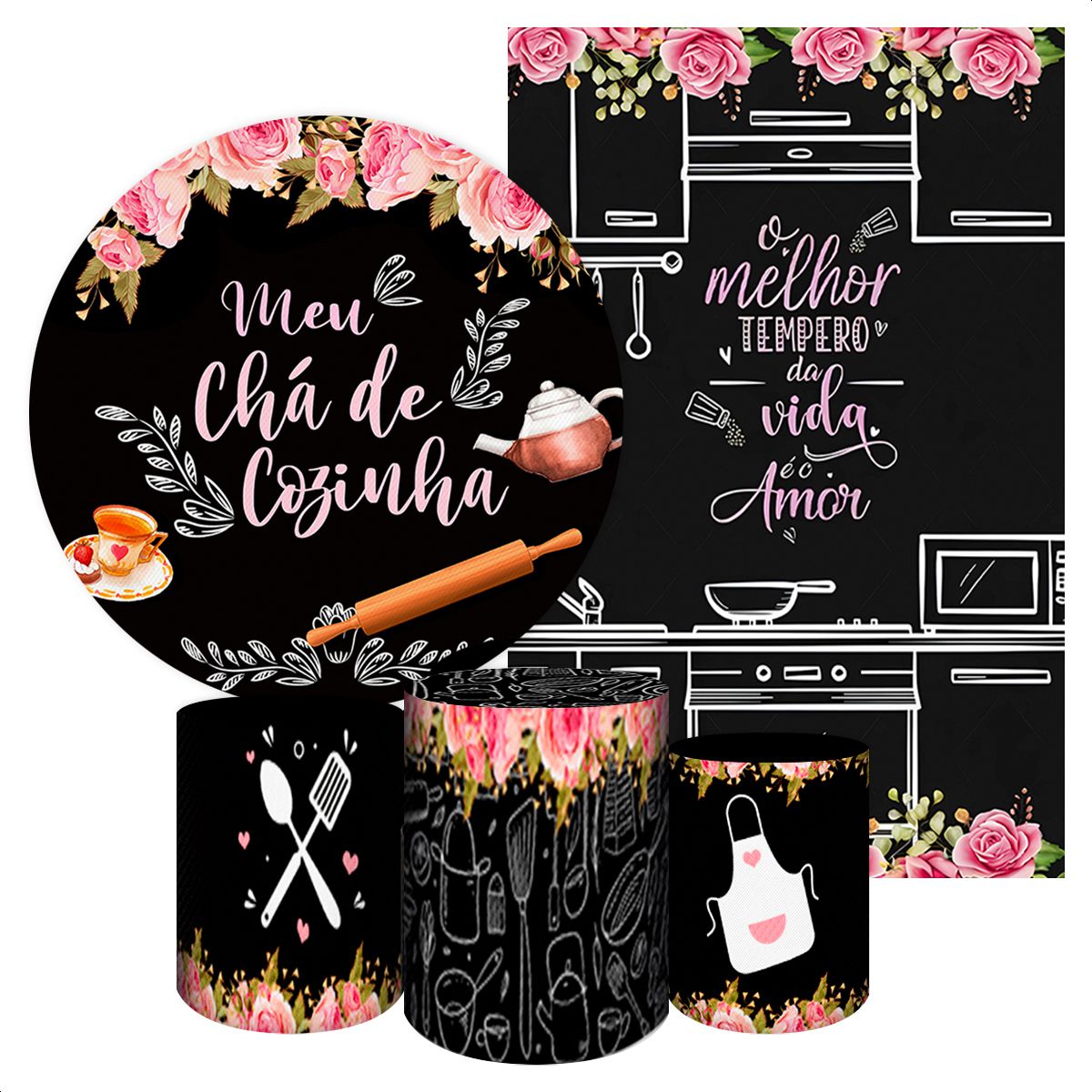 KIT 5 CAPAS CHÁ de COZINHA e LINGERIE - 448 - KIT 5 CAPAS 448 - Painel Festivo
