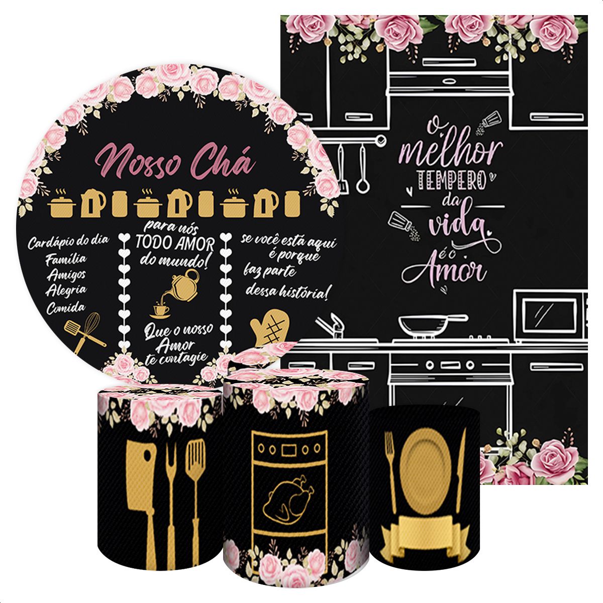 KIT 5 CAPAS CHÁ de COZINHA e LINGERIE - 449 - KIT 5 CAPAS 449 - Painel Festivo