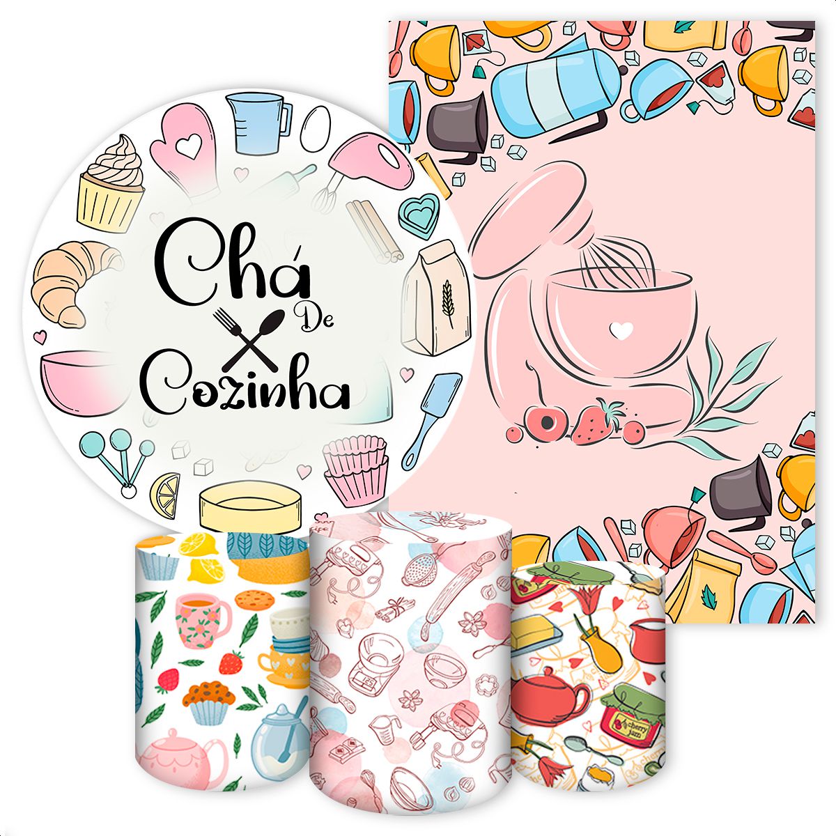 KIT 5 CAPAS CHÁ de COZINHA e LINGERIE - 2559 - KIT 5 CAPAS 2559 - Painel Festivo