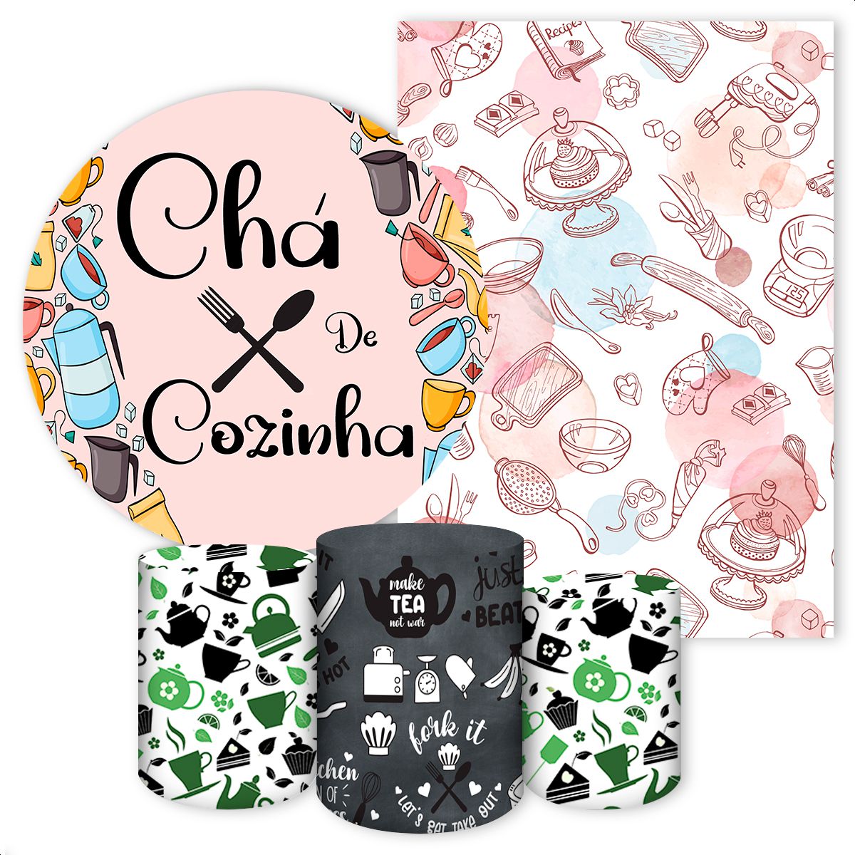 KIT 5 CAPAS CHÁ de COZINHA e LINGERIE - 2561 - KIT 5 CAPAS 2561 - Painel Festivo