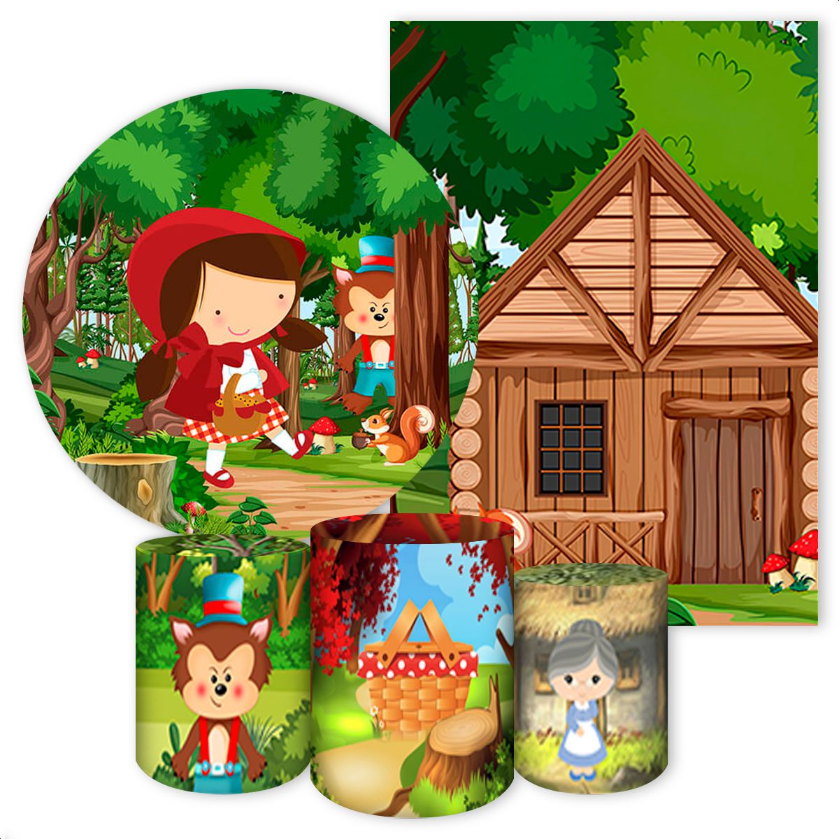 KIT 5 CAPAS CHAPÉUZINHO VERMELHO - 46 - KIT 5 CAPAS 46 - Painel Festivo