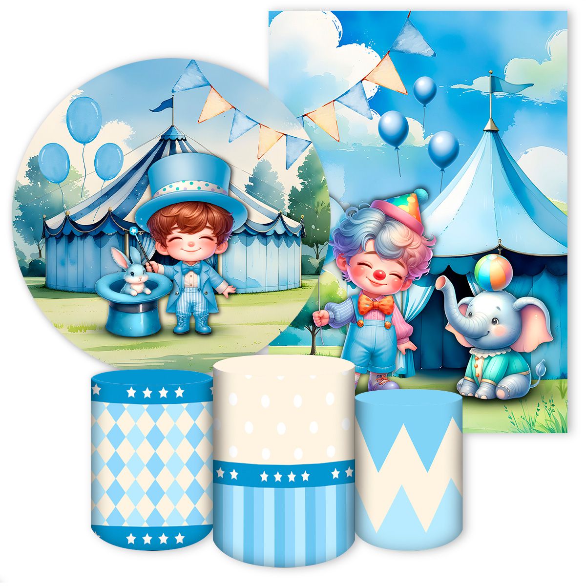 KIT 5 CAPAS CIRCO -7038 - KIT 5 CAPAS 7038 - Painel Festivo