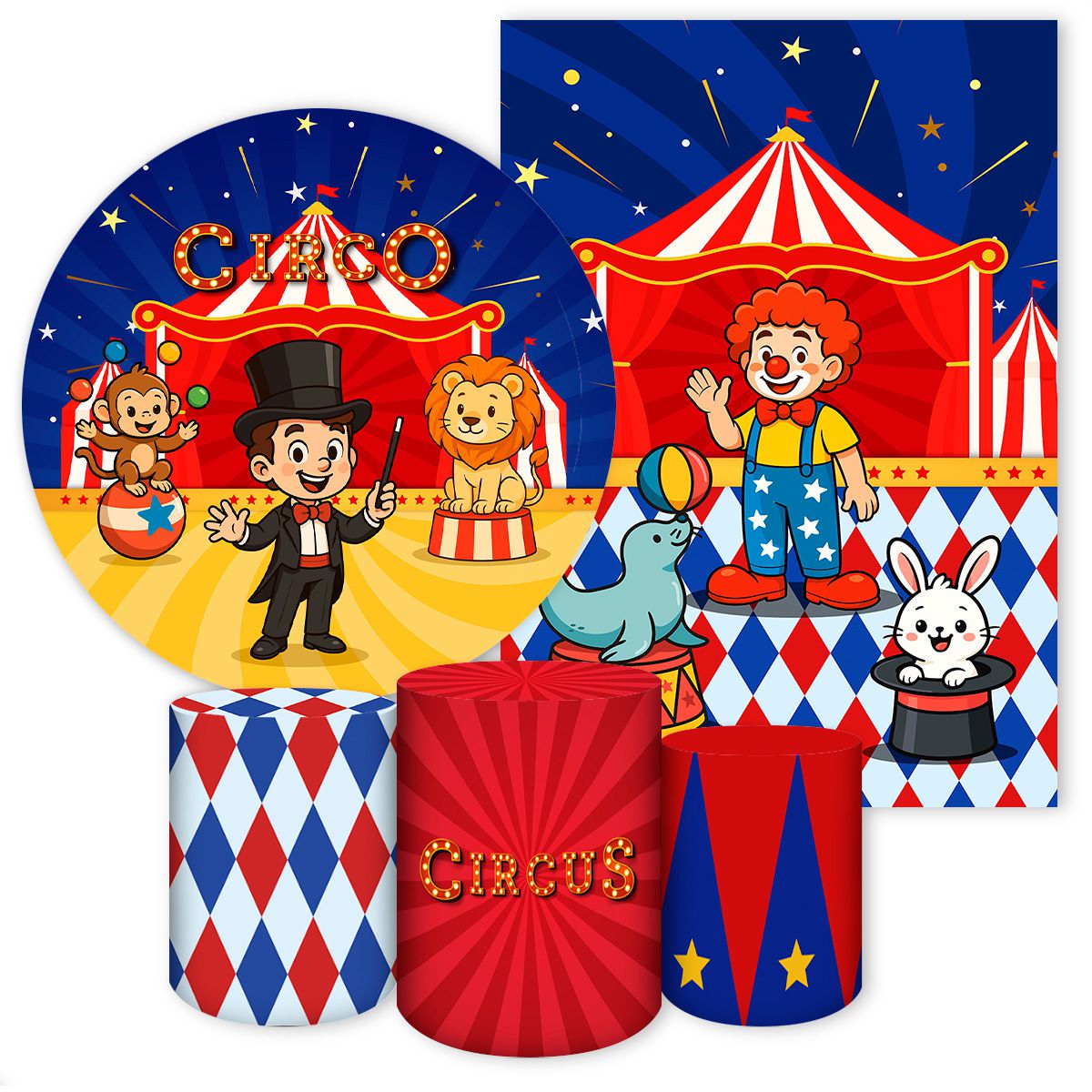 KIT 5 CAPAS CIRCO -7092 - KIT 5 CAPAS 7092 - Painel Festivo
