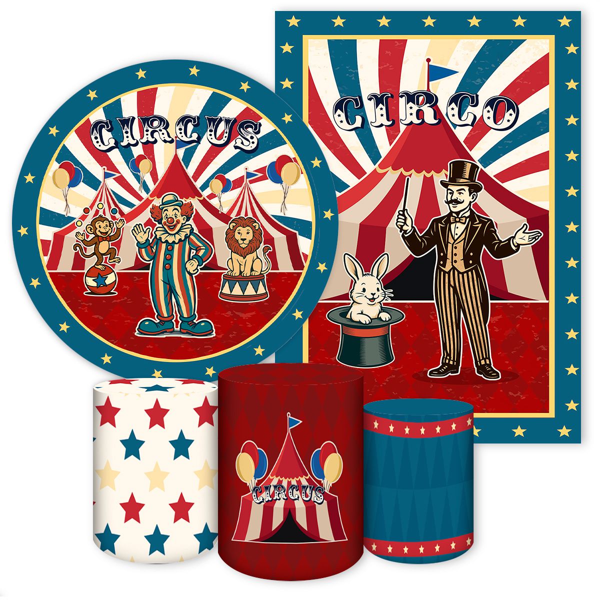 KIT 5 CAPAS CIRCO -7094 - KIT 5 CAPAS 7094 - Painel Festivo