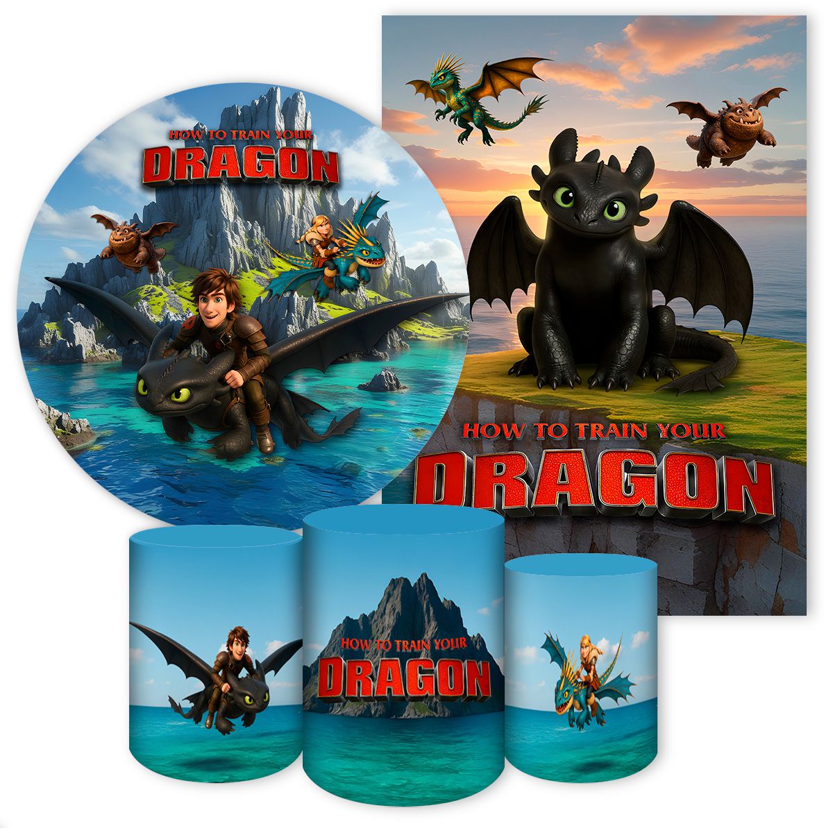 KIT 5 CAPAS COMO TREINAR SEU DRAGÃO - 7058 - KIT 5 CAPAS 7058 - Painel Festivo