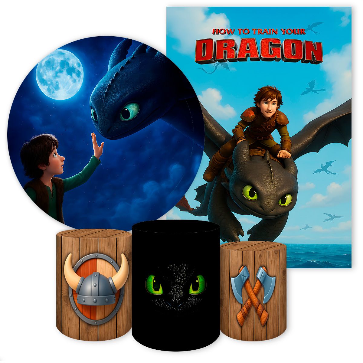 KIT 5 CAPAS COMO TREINAR SEU DRAGÃO - 7059 - KIT 5 CAPAS 7059 - Painel Festivo