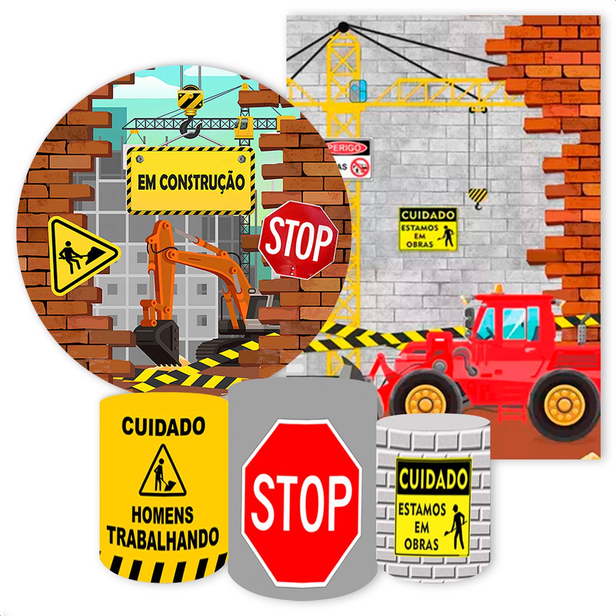 KIT 5 CAPAS CONSTRUÇÃO - 1198 - KIT 5 CAPAS 1198 - Painel Festivo