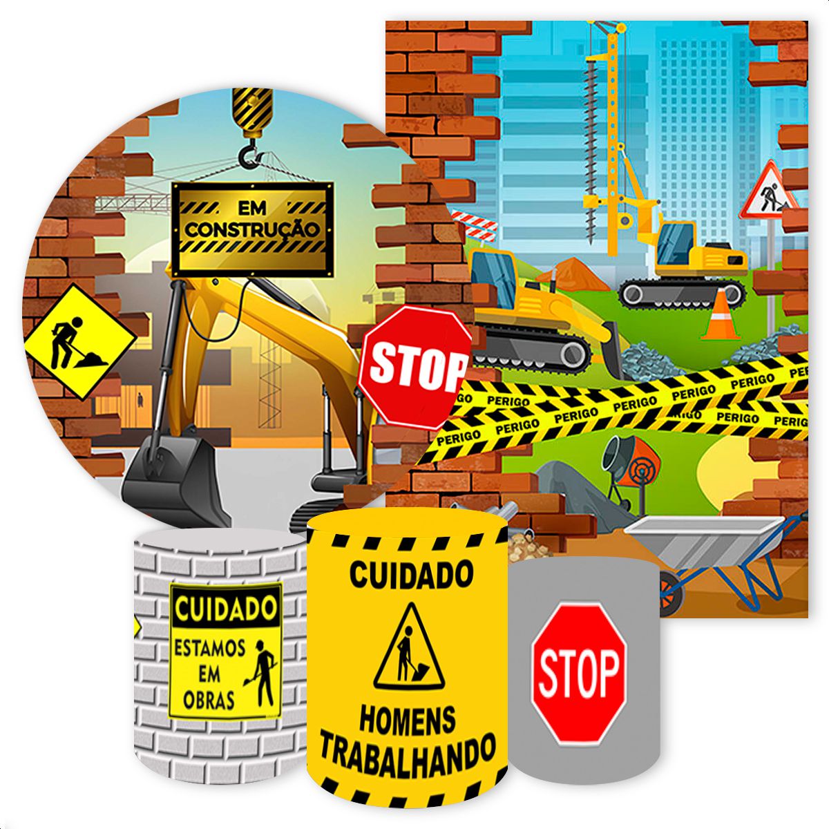 KIT 5 CAPAS CONSTRUÇÃO - 1202 - KIT 5 CAPAS 1202 - Painel Festivo