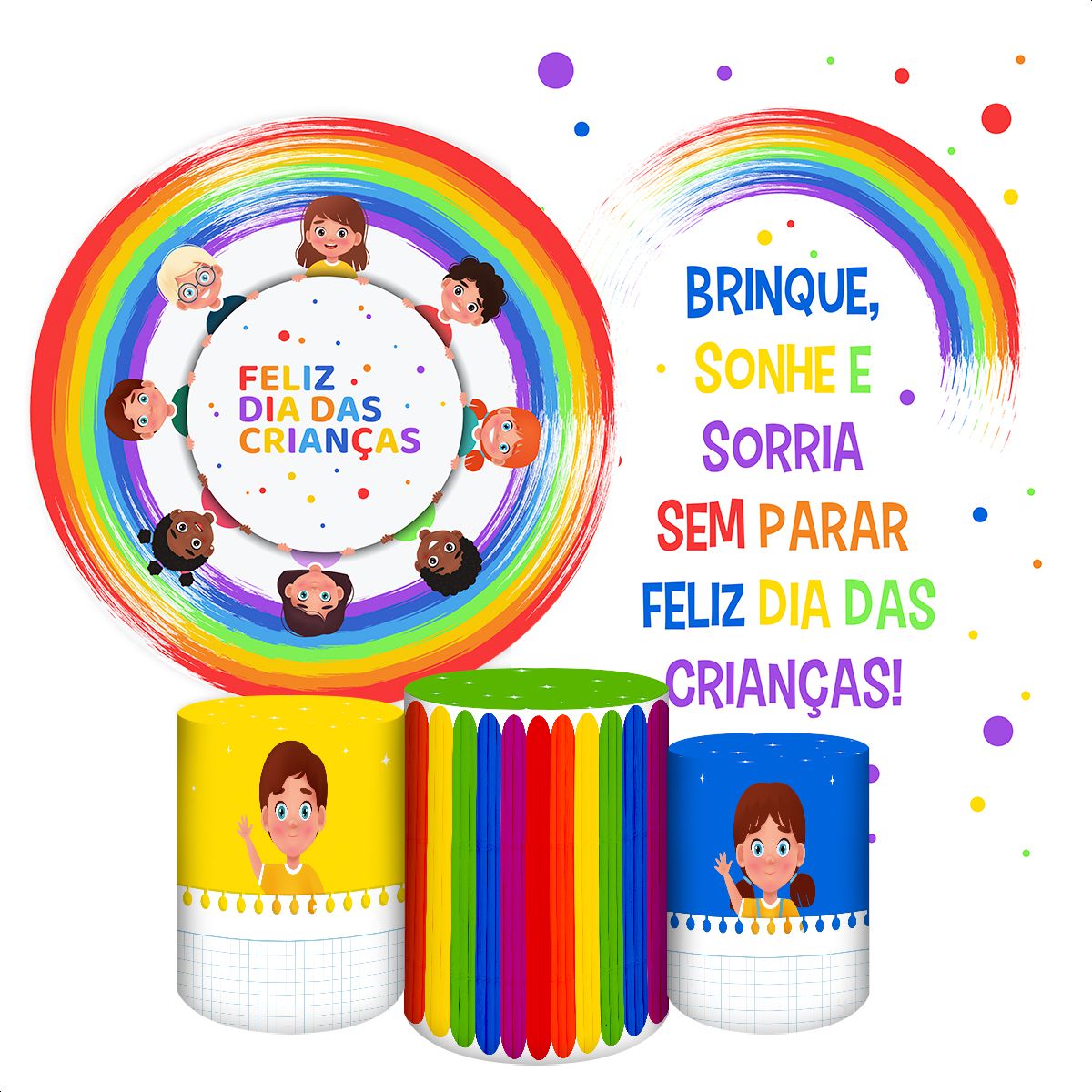 KIT 5 CAPAS DIA DAS CRIANÇAS - 2241 - KIT 5 CAPAS 2241 - Painel Festivo