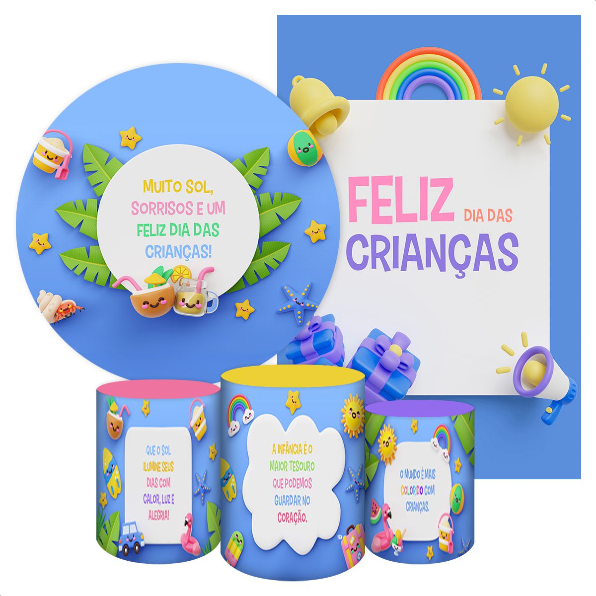 KIT 5 CAPAS DIA DAS CRIANÇAS - 2243 - KIT 5 CAPAS 2243 - Painel Festivo